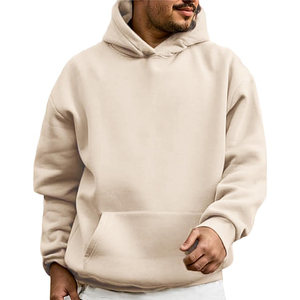 Sweat à capuche en molleton 100 % coton pour homme, manches longues, poche, respirant, séchage rapide, teinture unie, impression personnalisée pour l'hiver - Product Image 1