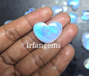 Blue Moonstone Cabochon High Quality Natural Loose Gemstone Heart Size Shape Lot Rainbow Power High-Potency for Jewellery <b>Light</b> - Product Image 4