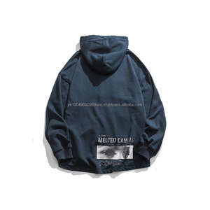 Sudaderas con Capucha de Diseñador para Hombre al por Mayor, Sudadera con Capucha Unisex con Hombros Caídos y Estilo Cargo Azul - Product Image 6