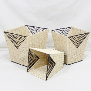 Paniers rectangulaires en corde de papier tissés à la main durables, rangement écologique pour la maison et la crèche - Product Image 3