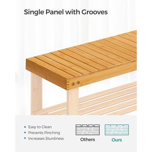 Organisateur de rangement à chaussures en bambou à 3 niveaux, banc d'entrée, 11,3 x 27,6 x 17,8 pouces, capacité de 286 lb, pour entrée, salle de bain, chambre à coucher - Product Image 3