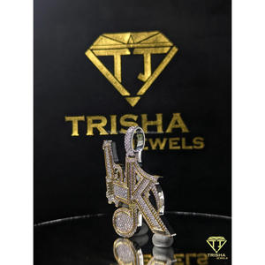 Custom <b>Initial</b> <b>Pendant</b> 925 Sterling <b>Silver</b> with Moissanite Diamond Premium Hip Hop Bling by Trisha Jewels - Product Image 5