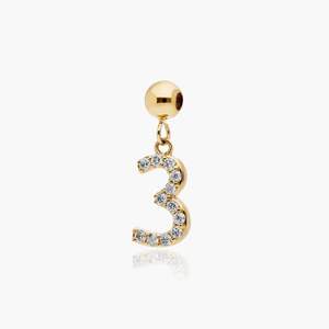 Colgante de Letra Inicial Número 3 con Diamante Cultivado en Laboratorio, Corte Brillante, Oro Blanco de 14K, Certificado IGI, Chapado en Rodio de Lujo, Regalo para Mujer - Product Image 6