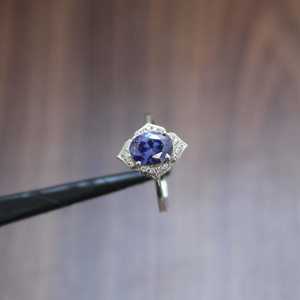 Bague Tanzanite en argent sterling 925, bijoux en pierres précieuses, bague de promesse pour femmes, bijoux fins élégants, cadeau - Product Image 3