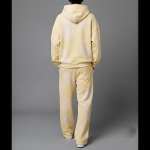 Ensemble sweat-shirt à capuche et pantalon de survêtement jaune unisexe, coupe ample, couleur unie, vêtements décontractés avec poches latérales et cordon de serrage - Product Image 5