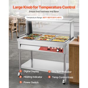 Chauffe-Plats Électrique Professionnel Commercial 9 Bacs 1500W avec Protection pour Buffet et Restauration - Product Image 4