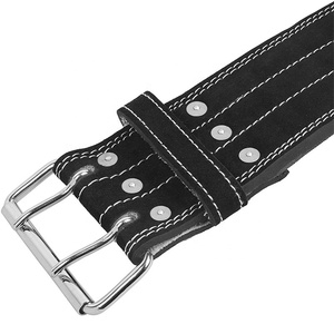 Vente en gros 4 pouces de large 10mm d'épaisseur en cuir suédé de gymnastique ceinture de fitness à double broche ceinture d'haltérophilie droite - Product Image 5