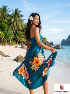 Paréo de plage léger en satin tissé premium à pois et imprimé floral, idéal pour garçons et filles, OEM ODM - Product Image 4