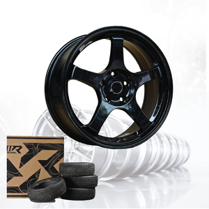 3R Aluminium Alloy Passenger Car <b>Wheel</b> GLOSSY BLACK JDM 17 Inch 5 Hole 100 04115-V9 - Product Image 2