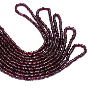 Rhodolite 4mm Smooth Heishi Rondelle <b>Beads</b> Natural Garnet Semiprecious Gemstone Loose Spacer Coin Loose <b>Beads</b> For Jewelry Making - Product Image 3