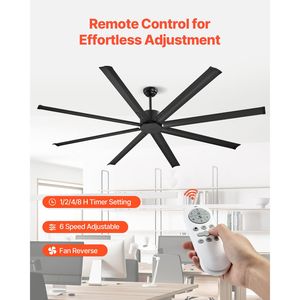 Ventilatore da soffitto moderno a basso profilo da 84 pollici, 6 velocità, telecomando, motore DC reversibile, 8 pale in alluminio, 3 velocità, 3 pale. - Product Image 5