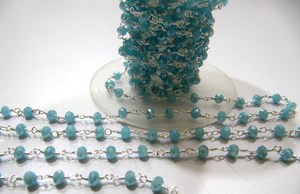 Cadena de Cuarzo Hidroquímico Aati con Cuentas Facetadas de Calcedonia Aqua Mística de 3-4mm - Product Image 4