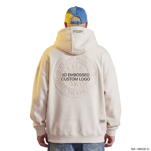 เสื้อฮู้ดดี้โอเวอร์ไซส์ผ้าฝ้ายฟลีซ 400GSM ปักลายนูน 3 มิติ แบบขายส่งสำหรับผู้ชาย เสื้อผ้าสตรีทแวร์สุดหรู ผลิตโดยผู้ผลิต OEM - Product Image 2