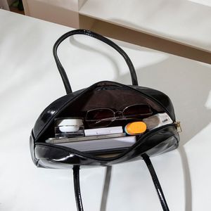 Borsa Boston Piccola in Pelle Cerata Effetto Olio Stile Retrò, Semplice a Tracolla per il Pendolarismo con Decorazioni di Paillettes, Borsa a Mano Casual con Motivo Struzzo - Product Image 2