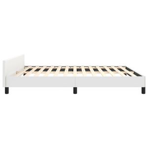 Cadre de lit rembourré en similicuir blanc avec tête de lit en bois d'ingénierie – Catégorie de produit : Lit rembourré - Product Image 6