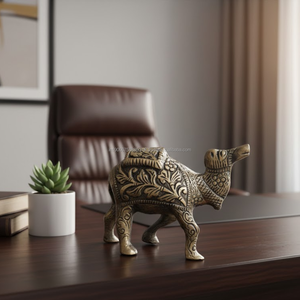 Figura de Camello de Aluminio Hecha a Mano con Recubrimiento de Latón, Diseño Art Deco, 14x12x5 cm, Adorno Decorativo para Mesa, Regalo de Cumpleaños o Inauguración de Casa - Product Image 5