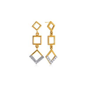 Premium Geometric Triple Square <b>Dangle</b> <b>Earrings</b> 18K Gold Plated CZ <b>Diamond</b> Fashion <b>Earrings</b> for Daily Wear - Product Image 2