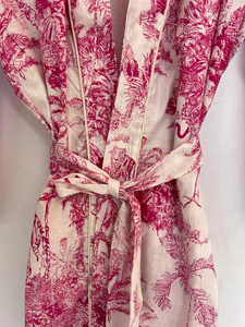 Bata Kimono con Estampado de Dibujos Animados para Mujer, 100% Algodón Tejido, Camisón de Verano Hecho a Mano, ODM, Cuello en V, Cintura Elástica, Suave y Transpirable - Product Image 2