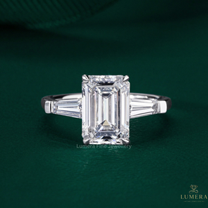 Premium E VS1 Emerald And Tap <b>Diamond</b> <b>Ring</b> 9k 10k 14k 18k Gold Luxury Fine Jewelry Custom Engagement Wedding Band For Her Gift - Product Image 1
