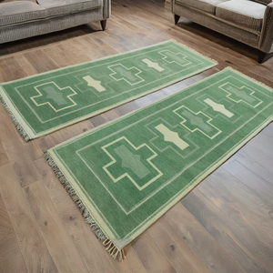 Alfombra Oushak Anudada a Mano, 2.6x12 Pies, Alfombra de Lana Abstracta de Estilo Vintage, Alfombra Grande para Sala de Estar, 1 Pieza - Product Image 2