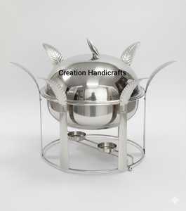 Luxury Premium Hammered Gold Casserole Pot with Lid Elegant Serving Dish for Dining <b>Table</b> - Product Image 2