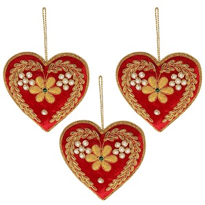 Ornement suspendu en forme de cœur en zari |   Décoration de l'Aïd, cadeau de retour, porte-clés, patch, décoration de Noël - Product Image 1