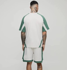Ensemble de survêtement pour homme en tissu éponge délavé à l'acide, imprimé sur mesure, style streetwear d'été, deux pièces avec sweat à capuche et short - Product Image 2