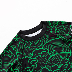 Custom <b>Men</b> Graphic <b>Compression</b> <b>Shirt</b> OEM Private Label Long Sleeve Wave Print Gym Fitness Sportswear Supplier - Product Image 2