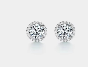 Round Shape Moissanite Diamond Earrings 925 Sterling Silver <b>Gift</b> For Her - Product Image 4