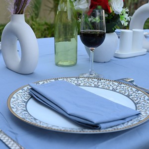 Light Blue Solid Cotton <b>Tablecloth</b> Washable Outdoor Use Simple Style Customizable Modern Style Outdoor Use Wedding Hotel - Product Image 3
