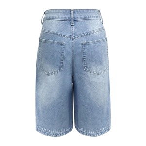 Pantalones Cortos de Mezclilla de Cintura Alta para Mujer, Personalizados, de Alta Calidad, con Botones, Pierna Ancha, Estilo Casual, Jeans a la Moda, Venta al Por Mayor - Product Image 4