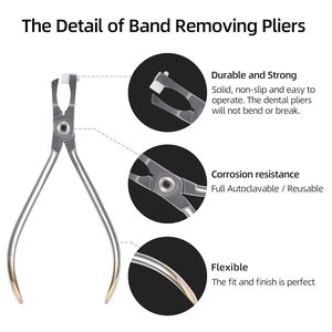 Pinza para quitar bandas molares de ortodoncia Clase I, herramienta dental para remover bandas de brackets con tapa blanca extraíble - Product Image 6