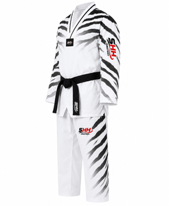 Conjunto de Uniforme de Taekwondo SHH Industries, Diseño de Rayas Blancas y Negras con Estampado por Sublimación, Ropa de Artes Marciales Unisex para Adultos - Product Image 3