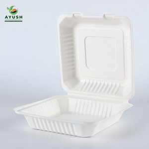 Compostable Sugarcane Clamshell Container <b>Box</b> with Lid for Wedding <b>Desserts</b> and Anniversary Celebration Treats - Product Image 5