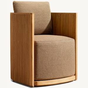 Fauteuil simple carré moderne avec mousse souple et structure en bois de teck, mobilier de villa écologique, confortable à assister sur. - Product Image 3