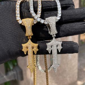 Pendentif Trapstar en diamant de laboratoire serti de pierres, style rappeur, pendentif croix en argent sterling 925 - Product Image 1