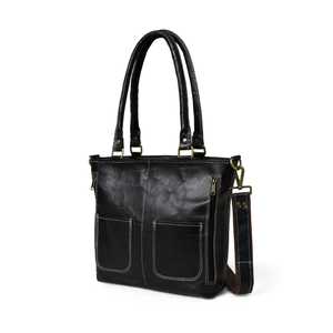 Leather Boston Shape Unisex Duffle Bag with Shoulder Strap Zipper Closure Vintage Style Lightweight 20-35L Capacity - Product Image 4