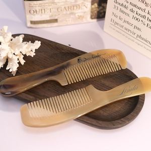 Handmade Personalized Natural Buffalo Horn Handle Comb Anti Static Hair Comb Handmade <b>Detangling</b> Comb Long Handle Hair <b>Brush</b>. - Product Image 2