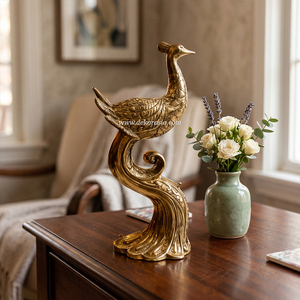 Sculpture de paon en laiton de style antique, couleur personnalisée et design personnalisable, figurine décorative faite à la main pour la décoration de maison de luxe - Product Image 2