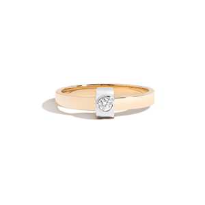 แหวนแต่งงานเพชรแบบกำหนดเอง ทองคำแท้ 14K 18K หนา 3 มม. ฝังแบบ Bezel ดีไซน์เรียบง่าย แหวนสองสี สำหรับเจ้าบ่าว ราคาโรงงาน - Product Image 1