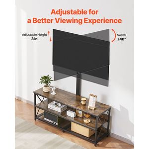 48-Inch <b>TV</b> <b>Stand</b> <b>Mount</b> for 75-Inch <b>TVs</b> 3 Tiers Open Storage Cabinets Brown Bedroom Living Room Entertainment Center Power <b>TV</b> - Product Image 5