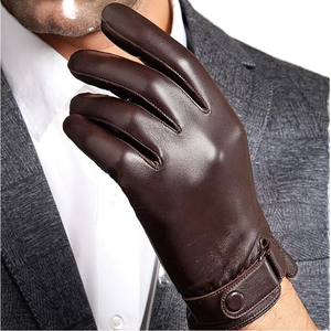 <b>Driving</b> <b>Gloves</b> <b>Men</b> Women Outdoor Thermal Breathable Eco-Friendly Leather Touch Screen Full Finger Silk Lining Cycling Fishing - Product Image 2