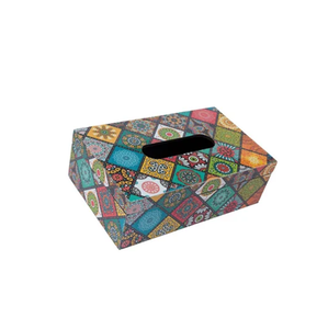 Boîte à mouchoirs en bois imprimée au design avantageux, forme rectangulaire, multicolore, pour usage domestique et hôtelier - Product Image 5