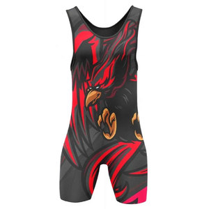 Maillots de lutte unisexes personnalisés de haute qualité, faible MOQ, imprimés par sublimation, col en V, double bretelle, écologiques, respirants et ajustés - Product Image 6
