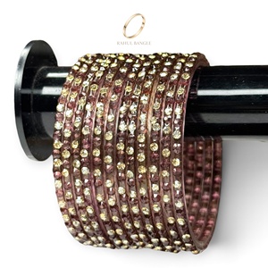 Fashion Jewelry Kashmiri Purple Wine Raindrop Glass Bangles Crystal Zircon Stones for Women Wedding <b>Wardrobe</b> Collection - Product Image 1