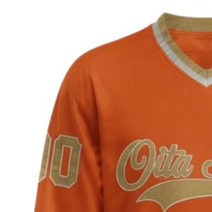 Maillot de hockey sur glace sublimé orange pour hommes, col en V, rayé, en polyester, pour le sport, les matchs et les tenues d'équipe - Product Image 5