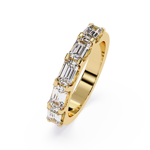 Emerald Cut Shared Prong Half Eternity 18K Solid Gold Lab Grown vvs clarity Diamond <b>Ring</b> Bridal Wedding <b>Rings</b> Engagement <b>Rings</b> - Product Image 2