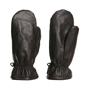 Mitaines en cuir uni personnalisables pour hommes, pour l'hiver, le froid, les activités de plein air, couleur noire - Product Image 1
