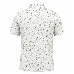 Polo pour homme Trackstar blanc et vert à imprimé planètes célestes, manches courtes, col boutonné, chemise de golf, logo personnalisé - Product Image 2