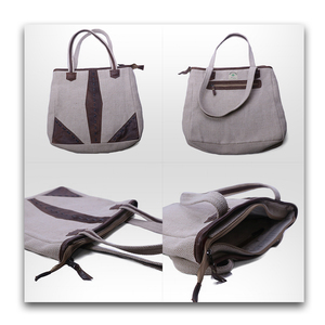Bolsa de compras de lona de gran tamaño con cierre de cremallera y detalles de cuero para uso diario - Product Image 5